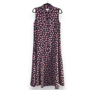 Christopher & Banks Size‎ 8 Pink Daisy Floral Ditsy Button Down Sleeveless Dress